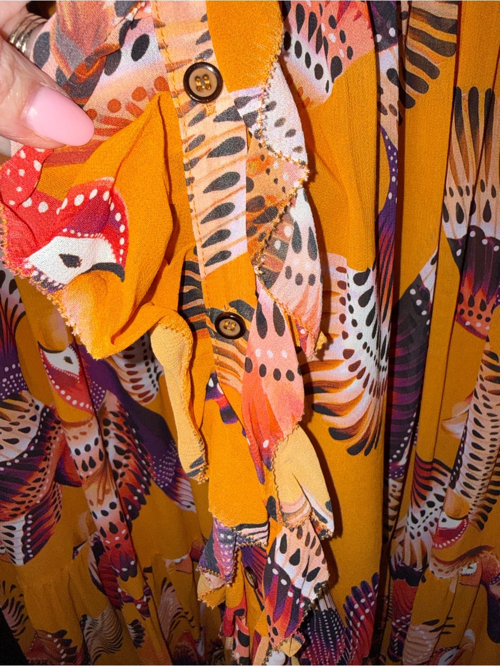 FARM Rio Orange Bird-Print Maxi Dress - Picture 10 of 16